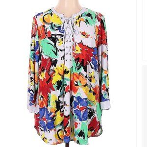 Slim Factor by Investments 3/4 Sleeve Foral Top Size XL